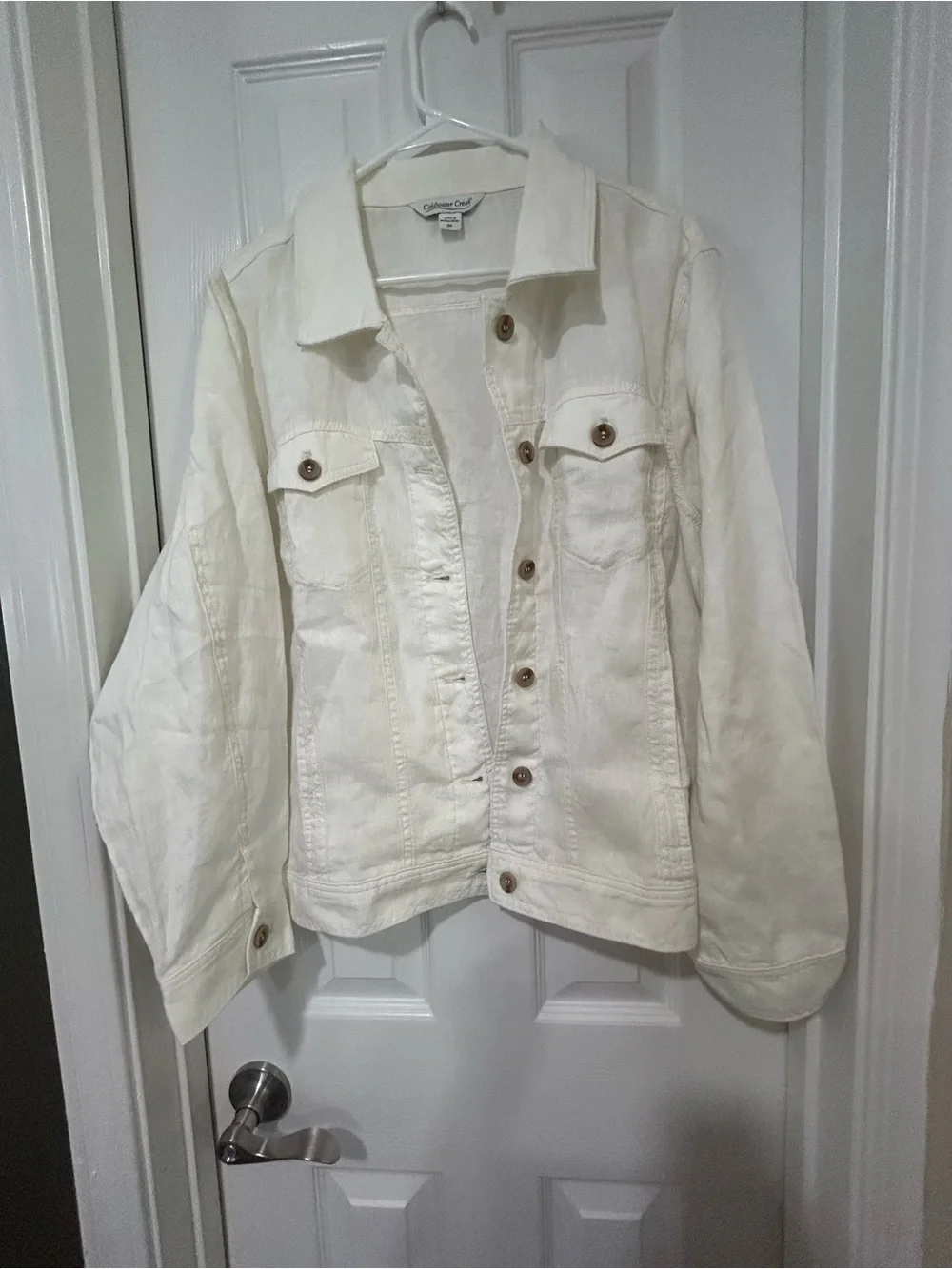 100% Linen 2X PLUS Jacket Coastal Quiet Luxury Coldwater Creek White